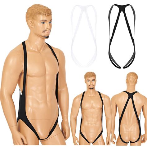 Mens Jockstarp One Piece Mankini Body Chest Harness Open Thongs Leotard Bodysuit Ebay