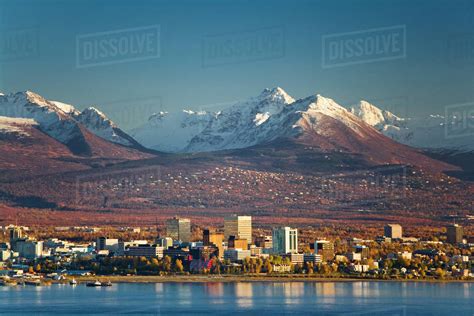 Aerial View Of Anchorage Looking To The South With The Chugach