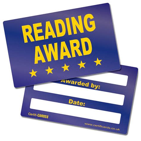 Reading Award Certificards 10 Cards 86mm X 54mm