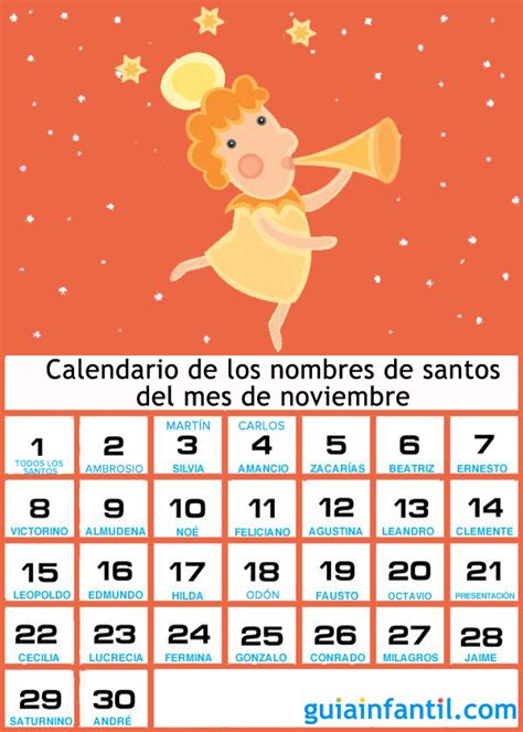 Calendario De Los Nombres De Santos De Noviembre