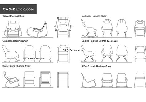 Rocking Chairs Dwg Plans Elevations In Autocad