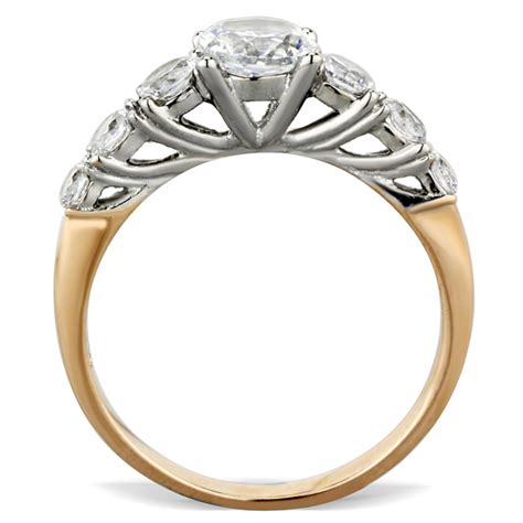 14k rose gold antique victorian engagement cz cubic zirconia ring sku number: CJE1794 Cubic Zirconia Rose Gold 7 Stone Engagement Ring
