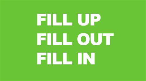 Fill Up Fill Out Or Fill In · English Grammar Exercise Advanced