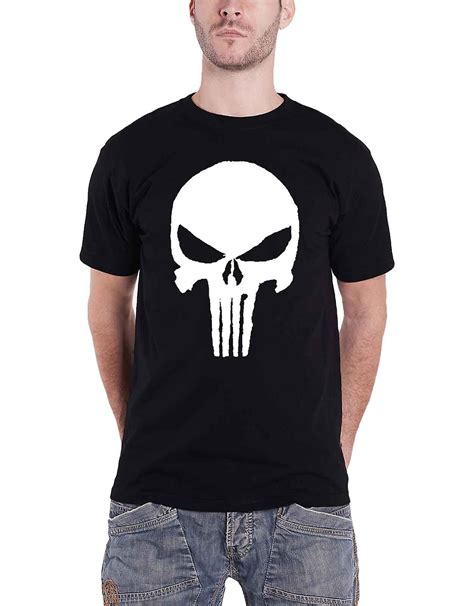 Punisher T Shirt Jagged Skull New Official Marvel Comics Mens Black Fruugo Us