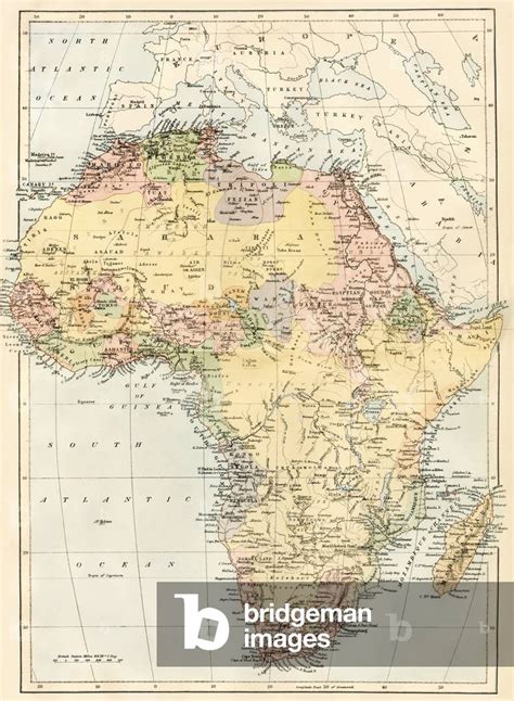 Image Of Map Of Africa In 1870 19th Century Lithography