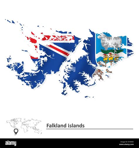 Map Of Falkland Islands With Flag Vector Illustration Stock Vector