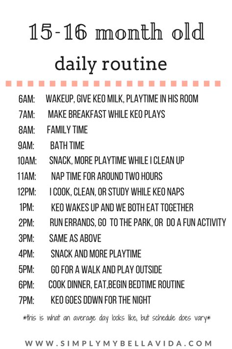Toddler Daily Routine 1 Year Old Schedule Baby Schedule Toddler