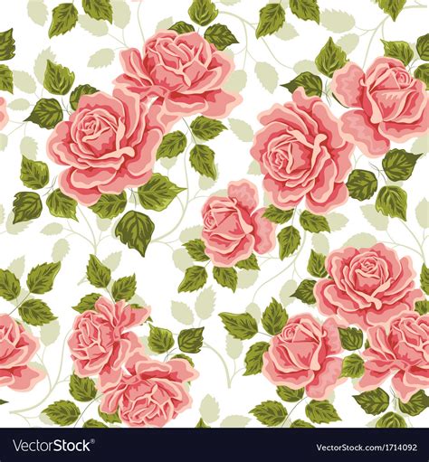 Pink Vintage Rose Pattern Seamless Royalty Free Vector Image