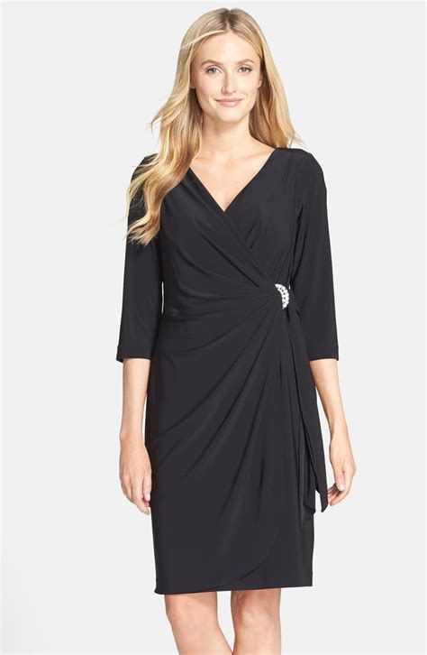 Alex Evenings Embellished Jersey Faux Wrap Dress Regular And Petite