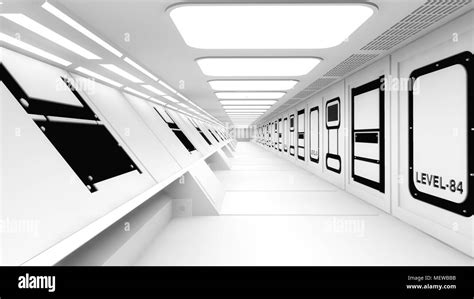 3d Render Futuristic Science Fiction Interior Corridor Stock Photo Alamy