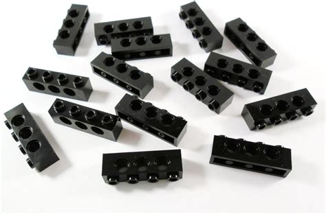 50 New Lego Technic Brick 1 X 2 Axle Hole Bricks Black