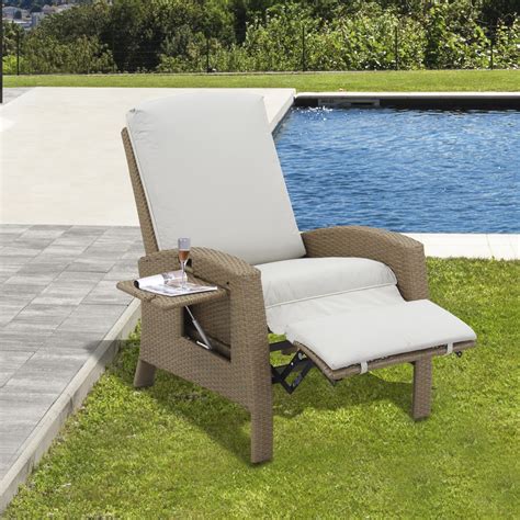 Get free shipping on qualified reclining patio chairs or buy online pick up in store today in the outdoors department. Outsunny Outdoor Rattan Wicker Recliner Lounge Chair with ...