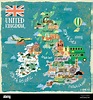 attraktive Großbritannien Reise-Karte mit Sehenswürdigkeiten Stock ...