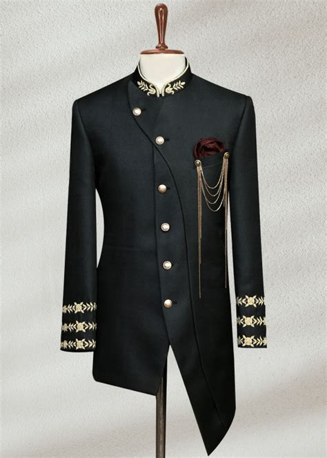 Buy Angle Cut Black Prince Coat Shameel Khan