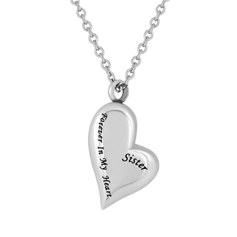 Sister Forever In My Heart Cremation Necklace For Ashes Urn Jewelry