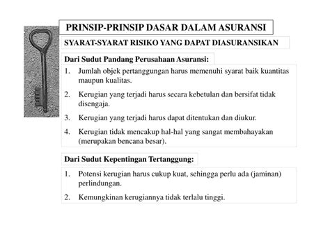PRINSIP-PRINSIP DASAR DALAM ASURANSI