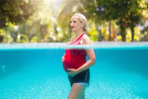 Pregnant Woman In Swimming Pool Healthy Pregnancy Stock Image Image Of Fruit Healthy 276348177
