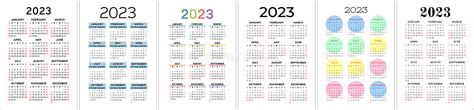 Calendar Template 2023 Set Color English Vertical Calender Collection
