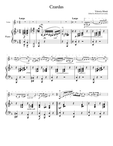 Czardas By Vittorio Monti Sheet Music For Piano Violin Solo