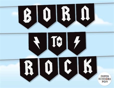 Born To Rock Glitter Banner For Rock Birthday Party Decorations Gold