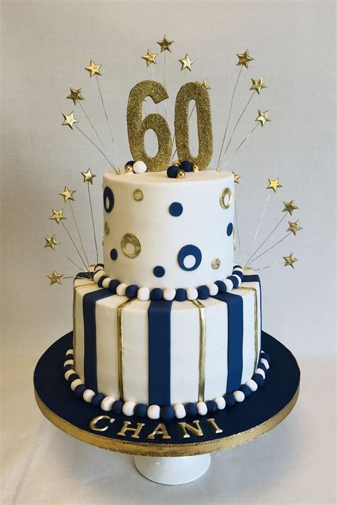 2 Tier Navy And Gold 60th Birthday Cake 60th Birthday Cake For Mom 60th Birthday Cake For Men