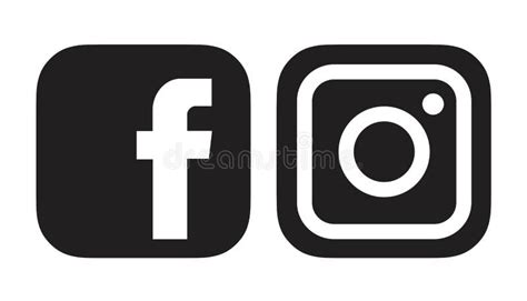 Set Of Black And White Facebook And Instagram Icons 图库摄影片 插画 包括有
