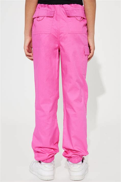 Mini Lizette Cotton Poplin Cargo Pants Fuchsia Fashion Nova Kids