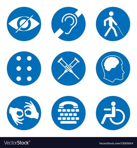Disabled Signs With Deaf Dumb Mute Blind Vector Image