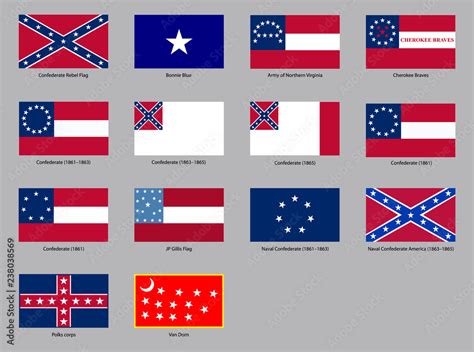 Historic Flags Of The Confederate States Of America Stock Vector