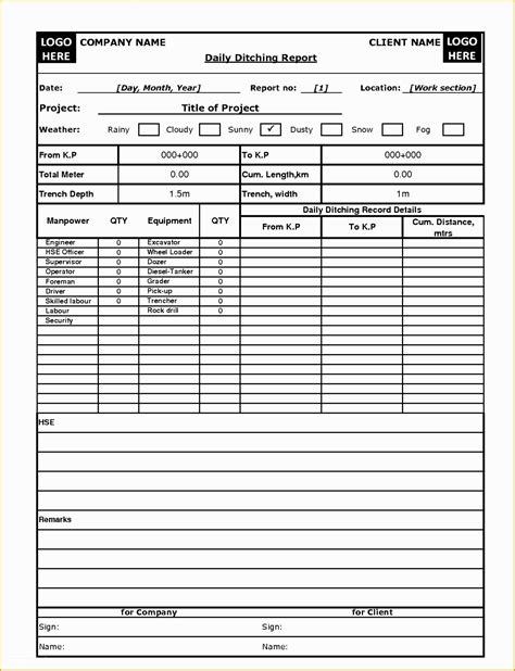 Daily Construction Log Template Free Of 9 Download Free Work Log