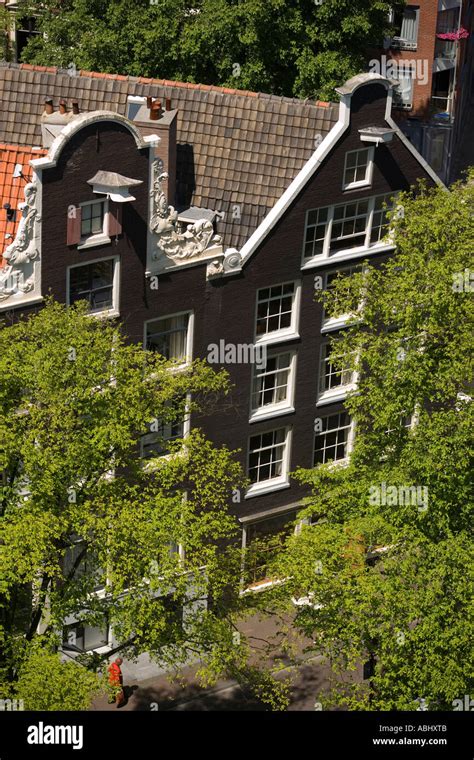 View From Westerkerk Church Tower To Typical Gabled Houses In Jordaan