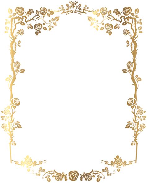 Picture Frame Clip Art Golden Rectangular French Floral Border Png