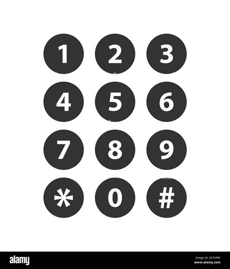 Phone Numbers Button Icon Set Safe Lock Pin Code Number Symbols