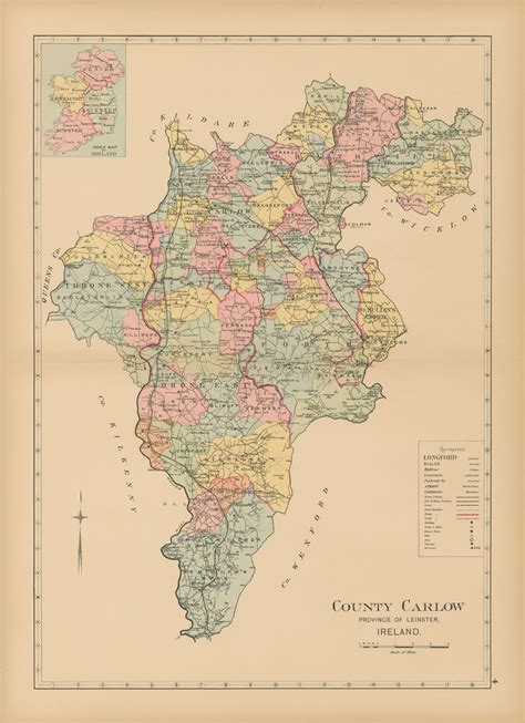 1901 Map Of County Carlow Reproduction Old Map Company