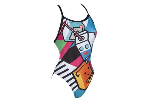 Maillot de Bain une pièce Femme ARENA Crazy Milkshake X Criss Cross Noir Turquoise Alltricks fr