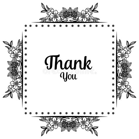 Floral Thank You Card Greeting Design With Black White Flower Frame