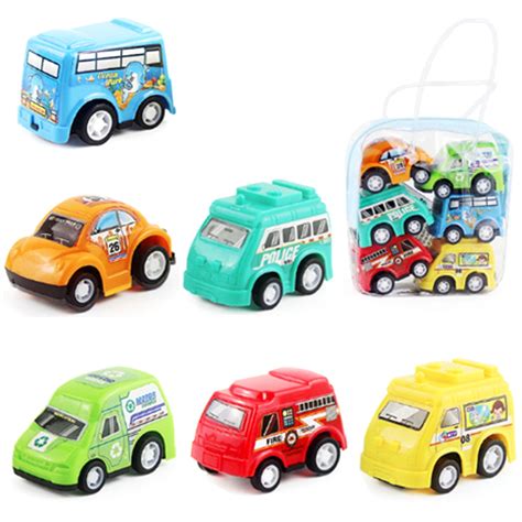 X 6 Pack Toy Kids Car Racers Stunt Pull Back And Go Toy Cars Set Muliti