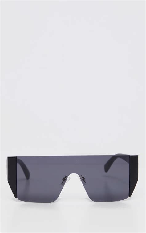 Black Frameless Oversized Sunglasses Prettylittlething