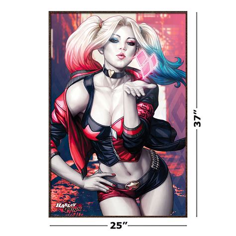 Harley Quinn Batman Framed Dc Comics Poster Blowing Kiss Size