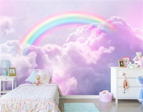 Kids room wallpaper & kids room wall murals. rainbow wall mural. Photo wallpapers of toe sky. Skyline ...