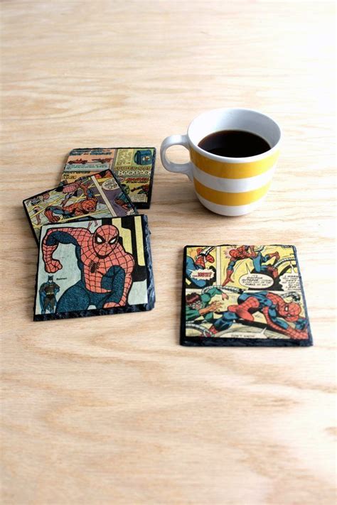 Make One Of A Kind Coasters Using Slate Tile And Vintage Comic Books