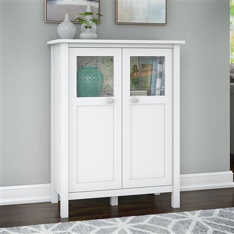 Broadview Storage Cabinet With Doors In Pure White Engineered Wood