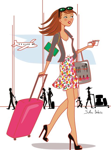 Woman traveling illustration by Solène Debiès Illustration de mode