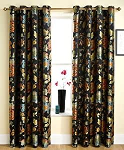 Luxury look floral curtains made from blend fabric contains cotton and linen contents are natural quality works perfectly on privacy protection. Amazon.com - BLACK FLORAL READY MADE CURTAIN IN VINTAGE ...