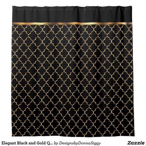 Elegant Black And Gold Quatrefoil Patterns Shower Curtain Zazzle Com