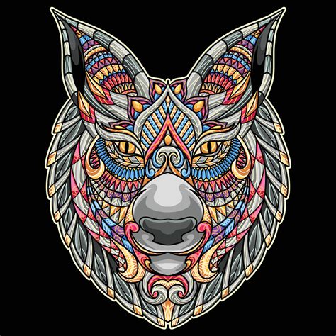 Wolf Mandala Illustration Full Colour 22529335 Vector Art At Vecteezy
