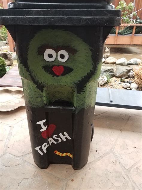 Oscar The Grouch Painted Garbage Can Oscar The Grouch Sesame Street