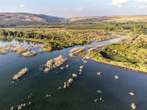 Aerial View Of A Lake Sea Of Galilee Northern District Israel Stock