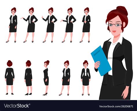 Businesswoman Character Model Sheet Royalty Free Vector