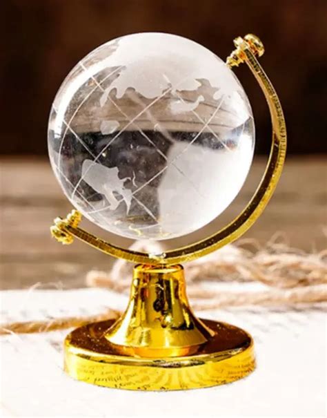 Mini Round Earth Globe World Map Crystal Glass Clear Stand Desk Decoration Cute 17 99 Picclick